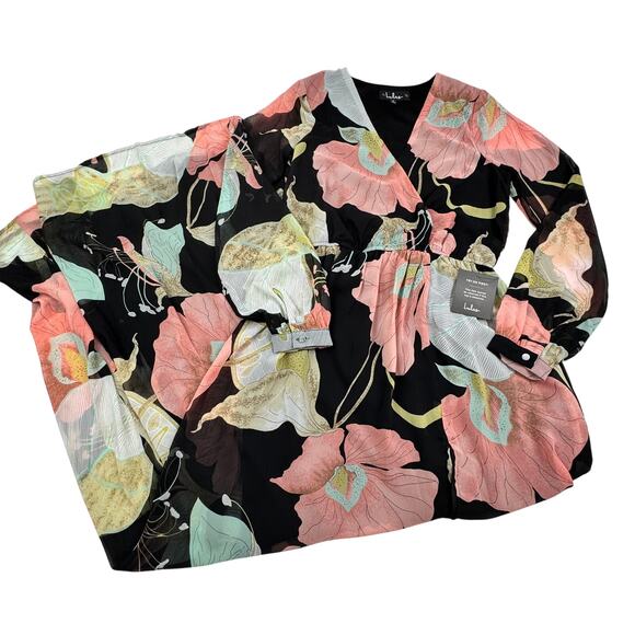 Lulu's Wondrous Water Lilies Black Floral Print Maxi Dress Women's Size Small - Picture 2 of 10